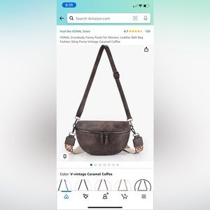 Crossbody Fanny Pack, Leather Belt Bag  Sling Purse-Vintage Caramel Coffee